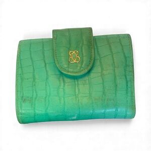 Vintage Centra Green Crocodile Embossed Women's Wallet mid century